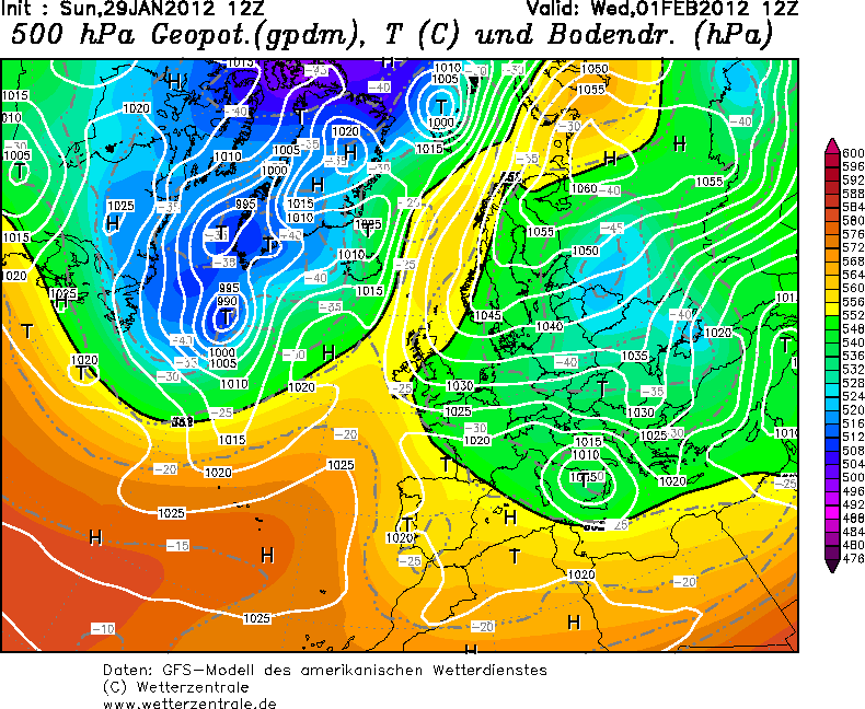 Speciale meteo: probabilità di forti nevicate a Laceno entro 96 ore (29-01-2012)