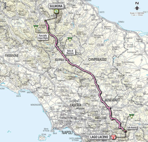 8^ Tappa 95° Giro d’Italia da Sulmona a Lago Laceno: planimetria generale