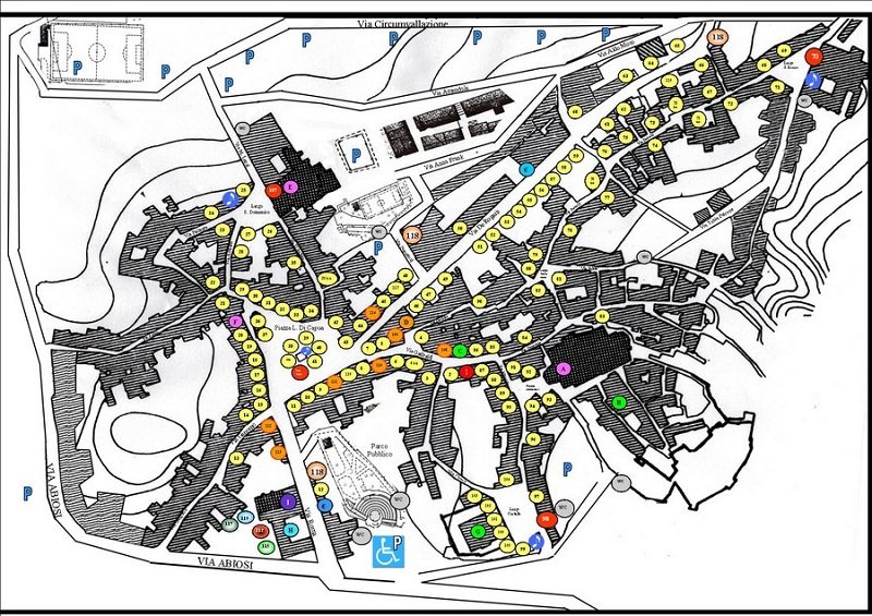 Mappa degli stand della Sagra del tartufo nero di Bagnoli 2012