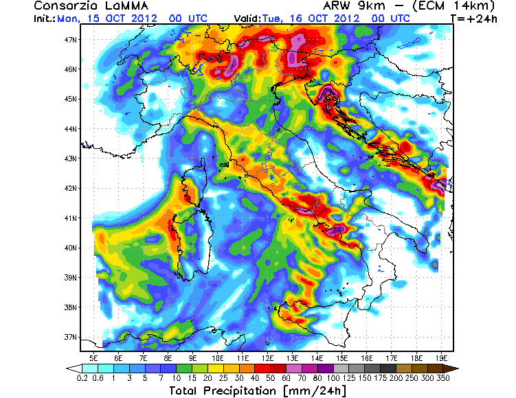 Aggiornamento meteo: allerta meteo dalle 19.00 alle 06.00 di domani