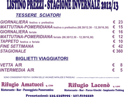 Prezzi skipass e biglietti per la stagione invernale 2012/2013